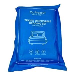 4 Pcs Disposable Travel Sheets Includes 1 Sheet 1 Duvet Cover and 2 Pillowcases